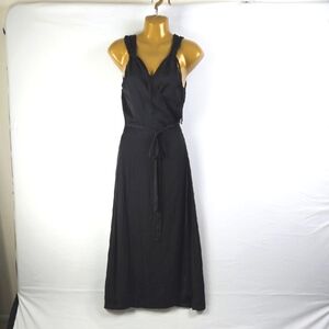 Paige Cerissa Black Wrap Midi Dress Elegant Sleeveless Dress Sz M